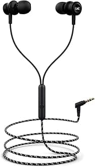 boAt BassHeads 152 with HD Sound, in-line mic, Dual ToneSecure Braided Cable & 3.5mm Angled Jack Wired Earphones. (Black)