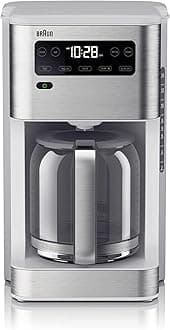Braun PureFlavor 14‑Cup Programmable Coffee Maker – Fast Brew Speed, Touch Display, Bold & Brew‑Over‑Ice Modes, FlavorCarafe & Adjustable Warm Plate, White