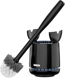 Toilet Bowl Brush and Holder, Premium Quality, with Solid Handle and Durable Bristles for Bathroom Cleaning, Black, 1 Pack