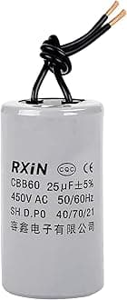 CBB60 Run Capacitor 25uF 450V AC 2 Wires 50/60Hz Cylinder 42mmx80mm (DXL) for Washing Machine Air Compressor Water Pump Motor Refrigerators