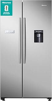 Hisense RS741N4WCE Freestanding American Side by side Door American Fridge Freezer 578 litre, with Non-Plumbed Water Dispenser, Silver, 90.8 × 179.3 × 74.3 cm (W×H×D)