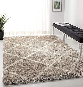 ZBLER Carpet Shaggy Super Soft Carpet for Home & Living Room (3x5 feet, Beige Design)