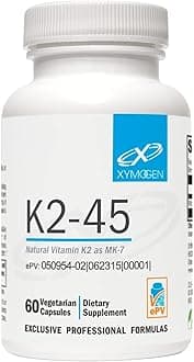 XYMOGEN K2-45 Vitamin K - Vitamin K2 MK-7 Derived from Non-GMO Soybeans - The Most Bioavailable Form of Vitamin K2 Supplement Available - Supports Cardiovascular + Bone Health (60 Capsules)