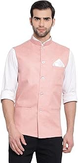 VASTRAMAYMens Cotton Blend Nehru Jacket - Timeless Style & Versatility | Classic Royal Pastal Ethnic Sleeveless Coat for Formal & Casual Wear