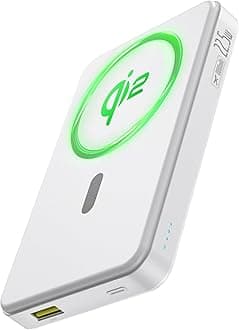 Baseus Magsafe Portable Charger for iPhone, 10,000mAh 15W Magnetic Power Bank, Qi2 Certified Fast Charging Wireless Battery Pack, 22.5W USB-A & 20W USB-C for iPhone 16/15/14/13/12, 2024 Version, White