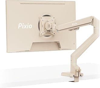 Pixio PS1S Wave Beige Single Monitor Arm Stand Desk Mount - Fits up to 32 inches Monitors and up to 19.8lbs. VESA Compatibility and Integrated Cable Management