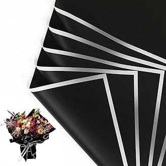 NESCCI 20 Sheet Flower Wrapping Paper - Waterproof Floral Bouquet Wrapping Paper, Florist Supplies Packaging Paper for Wedding Birthday Gift DIY (Dark Black)
