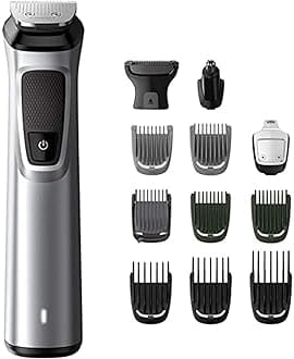 Series 7000 13 in 1 Ultimate Multi Grooming Kit for Beard, Hair and Body with Nose Trimmer Attachment, Premium Metal Handle - MG7715/65