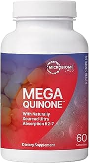 Microbiome LabsMegaQuinone - Vitamin K Supplement with Vitamin K2 MK7 + K1 - with Chelated Magnesium + Zinc for Improved Absorption (60 Capsules)