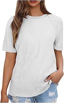 Women Summer Tops y2k Casual Solid Round Neck Pullover Loose Fashion Short Sleeve Elegant Dressy Business Tunic Blouse Print