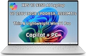 New XPS 13 9350 Powerful AI Copilot+ Laptop 13.4 inch FHD+ Ultra 7 Processor 258V Series 2 32GB LPDDR5X, 8533MT/s RAM 1TB SSD Webcam USB-C Backlit Keyboard Fingerprint WiFi 7 Thunderbolt 4 Win 11 Pro