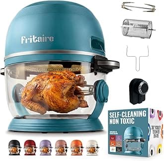 Non Toxic Air Fryer™ Pro | 9-in-1 Glass Air Fryer | Self-Cleaning | 5 Quart | Rotisserie and Tumbler | 400F Vortex For Even Cooking, BPA-Free Teflon Free, Recrisp, Roast, Bake, Sage