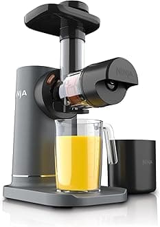 Ninja NeverClog Cold Press Juicer, Powerful Slow Juicer with Total Pulp Control, Countertop, Electric, 2 Pulp Functions, Dishwasher Safe, 2nd Generation, Charcoal, JC151 (Renewed)