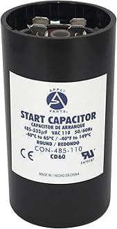 Appli Parts Motor Start Capacitor 485-533 Mfd (microfarads) uF 110-125 VAC Universal fit for Electric Motor Applications 1-3/4 in Wide 3-3/8 in Height CON-485-110