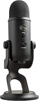 Logitech for Creators Blue Yeti USB Microphone for Recording, Streaming, Gaming, Podcasting on PC and Mac, Condenser Mic for Laptop or Computer with Blue VO!CE Effects, Adjustable Stand - Black