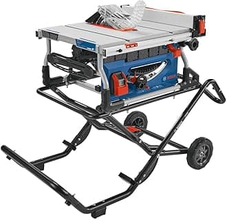 BOSCH GTS15-10 10 Inch Portable Jobsite Table Saw with Gravity-Rise Wheeled Stand, 15 Amp, 32-1/8 Inch Rip Capacity, 4 HP