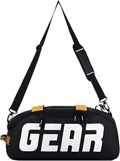 Polyester Statement Maxis 3.0 10"/29L Medium Water Resistant Duffle Bag/Travel Bag/Gym Bag for Men & Women(Black-Yellow), 20 cm