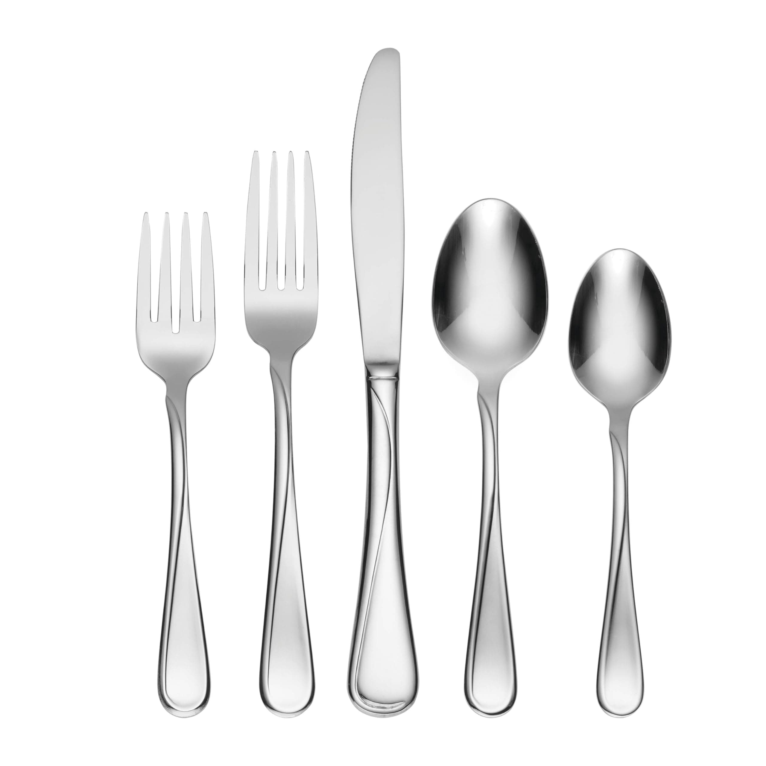 Oneida Silverware Set For 8, Flight 45-Piece Everyday Flatware Set with Serving Utensils, Service For 8, 18/0 Stainless Steel, Dishwasher Safe, Knives Spoons and Forks Set, Dining (Silver, 45 pieces)