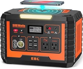 EBL Portable Power Station 500, 519.4Wh Outdoor Solar Generator with 110V/500W AC Outlet for Home Use, Emergency Backup, Camping