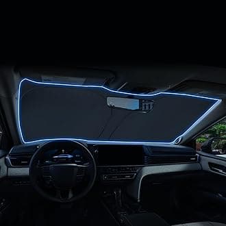 Windshield Sunshade for 2025 Toyota Camry LE, SE, XLE, XSE Accessories Foldable Sun Shield Block UV Rays with Dual-Silver Coating& Nano Ice Crystal Cooling Keeps Car Interior Cool& Protected