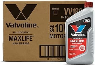 Valvoline Full Synthetic High Mileage with MaxLife Technology SAE 10W-30 Motor Oil 1 QT, Case of 6