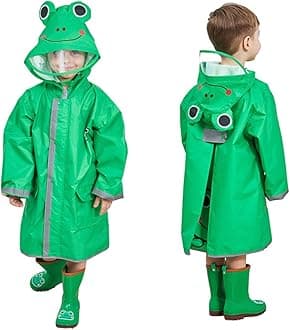 Rain Poncho Kids with Hood, Toddler Rain Jacket Coat Girls Boys, Children Baby Raincoat Rainwear Gear Outerwear