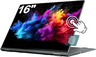 jumper Laptop 16 inch, Laptop Computer, 16GB DDR4 640GB Storage, Backlit Keyboard, Fingerprint Reader, 7000mAh, WiFi 6, 1920x1200, 360 Degree Rotation, Type-C Full Function
