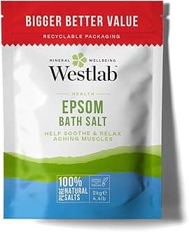 Westlab - Reviving Epsom Salt - 2kg Resealable Pouch - 100% Natural, Pure & Unscented Mineral Salts - Supports Sleep and Relieves Aching Muscles