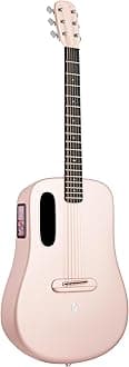 LAVAME 4 Carbon Fiber Electric-Acoustic Guitar with FreeBoost 3.0 System, Smart Guitar with Guitar Bag, Data Cable, Truss Rod Wrench, Support 2.4Ghz WIFI/5G Bluetooth (36 inch, Pink)