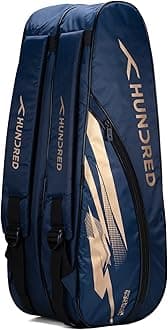 Hundred Cosmogear Badminton Kit-Bag (Navy)|Double Zipper|Bag with Front Zipper Pocket Polyester