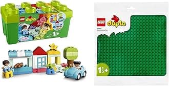 LEGO 10913 DUPLO Classic Brick Box Building Set with Storage & 10980 DUPLO Green Building Base Plate, Construction Toy for Toddlers and Kids, Build and Display Board
