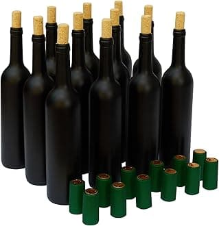 GOLDBEARUK Empty Wine Glass Bottles 750ml - Set of 12 (Frosted Black)