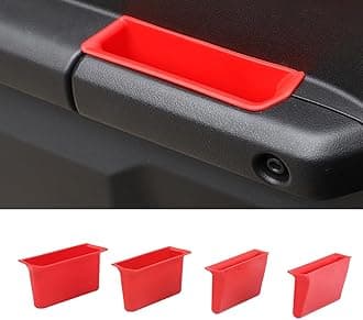 Door Organizer Storage Tray Compatible with Suzuki Jimny 2019-2024 Grab Handle Tray Armrest Storage Box Pocket Phone Container (Red, 4pcs)