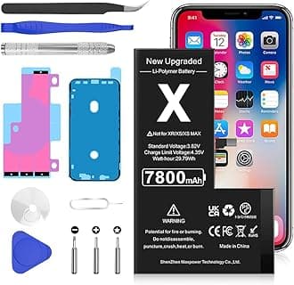 SHENMZ 7800mAh Battery for iPhone X, (New Version) Ultra High Capacity Long Lasting Battery Replacement Compatible with iPhone X Model A1865, A1901, A1902 with Full Set Professional Repair Tool Kits