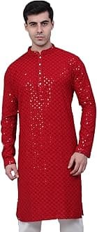 Jompers Men's Chikankari Embroidered and Sequence Kurtas