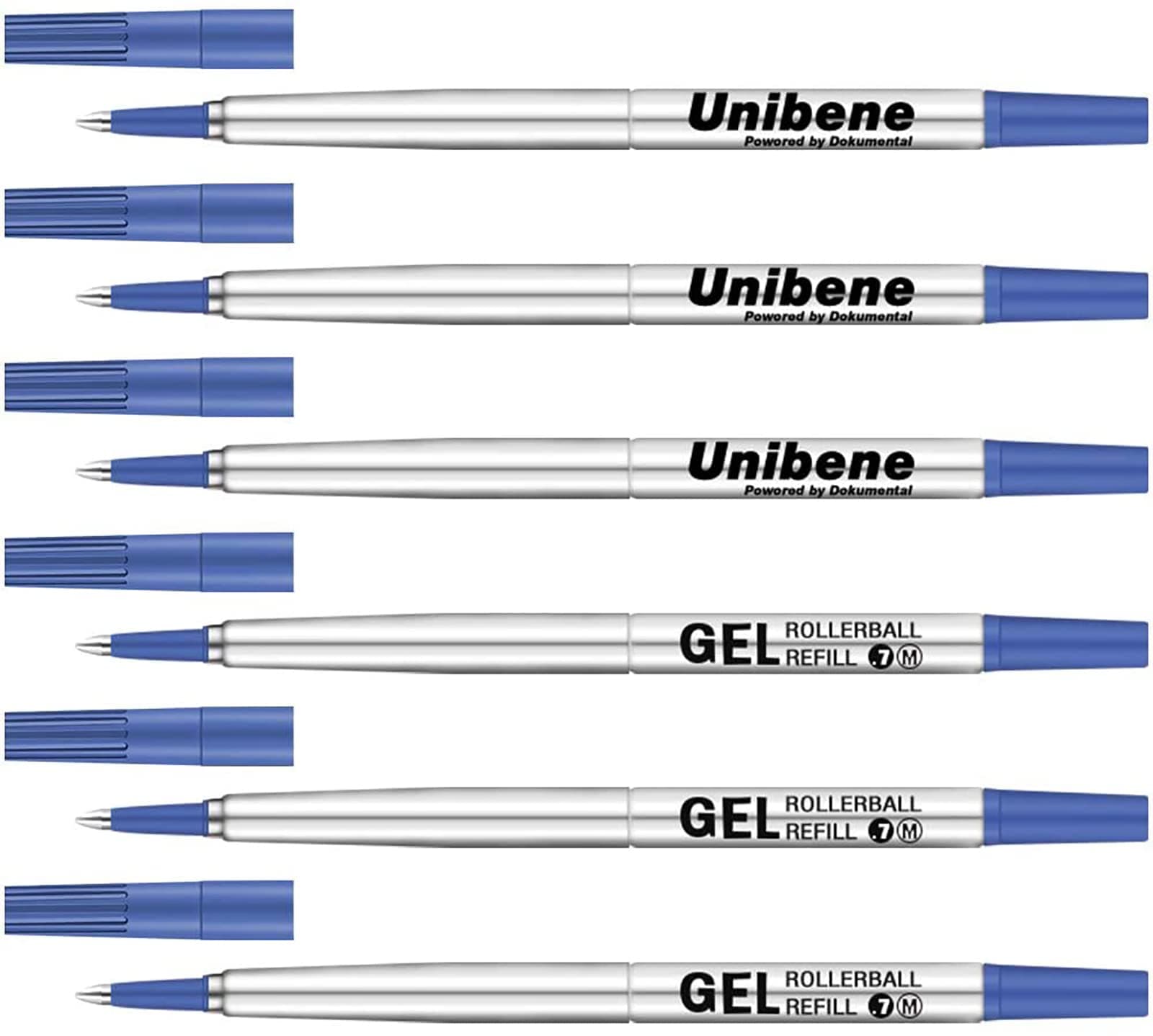 Unibene Parker Compatible Rollerball Refill 6 Pack, 0.7mm Medium Point - Blue, Smooth Writing Replaceable German Gel Ink Pen Refills for IM Sonnet Urban Pens