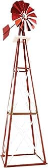 Outdoor Water Solutions 9-Foot Red and White Powder Coated Backyard Windmill