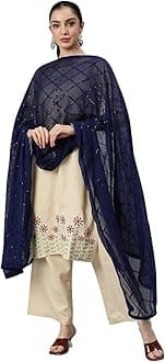 RANI SAAHIBA Women's Chiffon Embroidered Dupatta