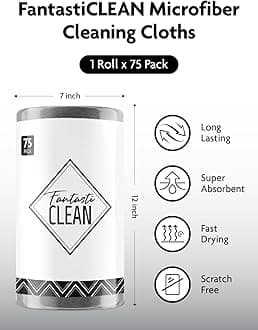 Fantasticlean Microfiber Cleaning Cloth Roll -75 Pack, Tear Away Towels, 12" x 12", Reusable Washable Rags (DimGray)