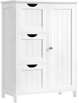 Floor Storage Cabinet, Freestanding Storage Unit with 3 Drawers, 1 Adjustable Shelf, for Bathroom Living Room Dining Kitchen, 11.8 x 23.6 x 31.5 Inches, Cloud White UBBC049WH01S