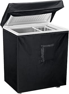 Luxiv Black Chest Freezer Cover, Waterproof 28Lx23Wx34H for 5 Cubic Feet Deep Freezer, Full Cover With Top Opening, Zipper Pocket, Strap
