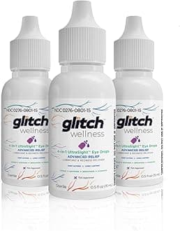 Glitch UltraSight Eye Drops for Dry Eyes 15mL - 4 in 1 Advanced Relief Dry Eye Drops - All Day Comfort with Hydration, Brightening, Cooling - Effectively Soothes Irritation & Dryness (3)