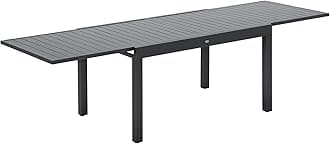 Outsunny Extendable Garden Table 135-270cm x 90cm x 75cm, 10 Seater Outdoor Dining Table with Aluminium Frame for Lawn, Balcony and Backyard, Grey