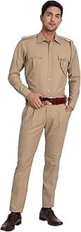 uniformerKhaki Police Full Sleeves Shirt and Trouser Set for Men | Lightweight & Breathable Uniform | Durable | Comfortable Fit | Ideal for Law Enforcement & Security