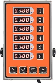 Commercial 6 Channel Kitchen Timer Digital with Loud Reminder Heavy Duty Industrial Calculagraph Professional for Restaurant Food Truck Cooking Yellow