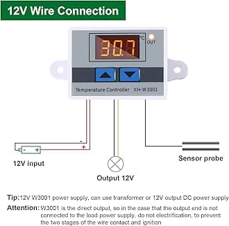 XH-W3001 Digital LED Temperature Controller Module Digital Thermostat Switch with Waterproof Probe Programmable Heating Cooling Electronic Thermostat Range from -50℃ to 110℃ (12V 10A 120W) (2 Pieces)