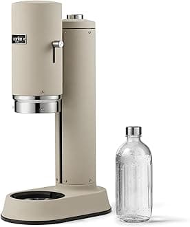 Aarke Carbonator Pro, Sparkling & Carbonation Water Machine, Stainless Steel with Glass Reusable Bottle Volume 800 mL/27 fl oz (Sand)