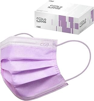 CSD Colo Mood Disposable Face Mask, 3 Ply Filter Protection with Colored Elastic Earloop, Breathable and Fashionable for Adult, Lavender Purple 30 Pcs/Box