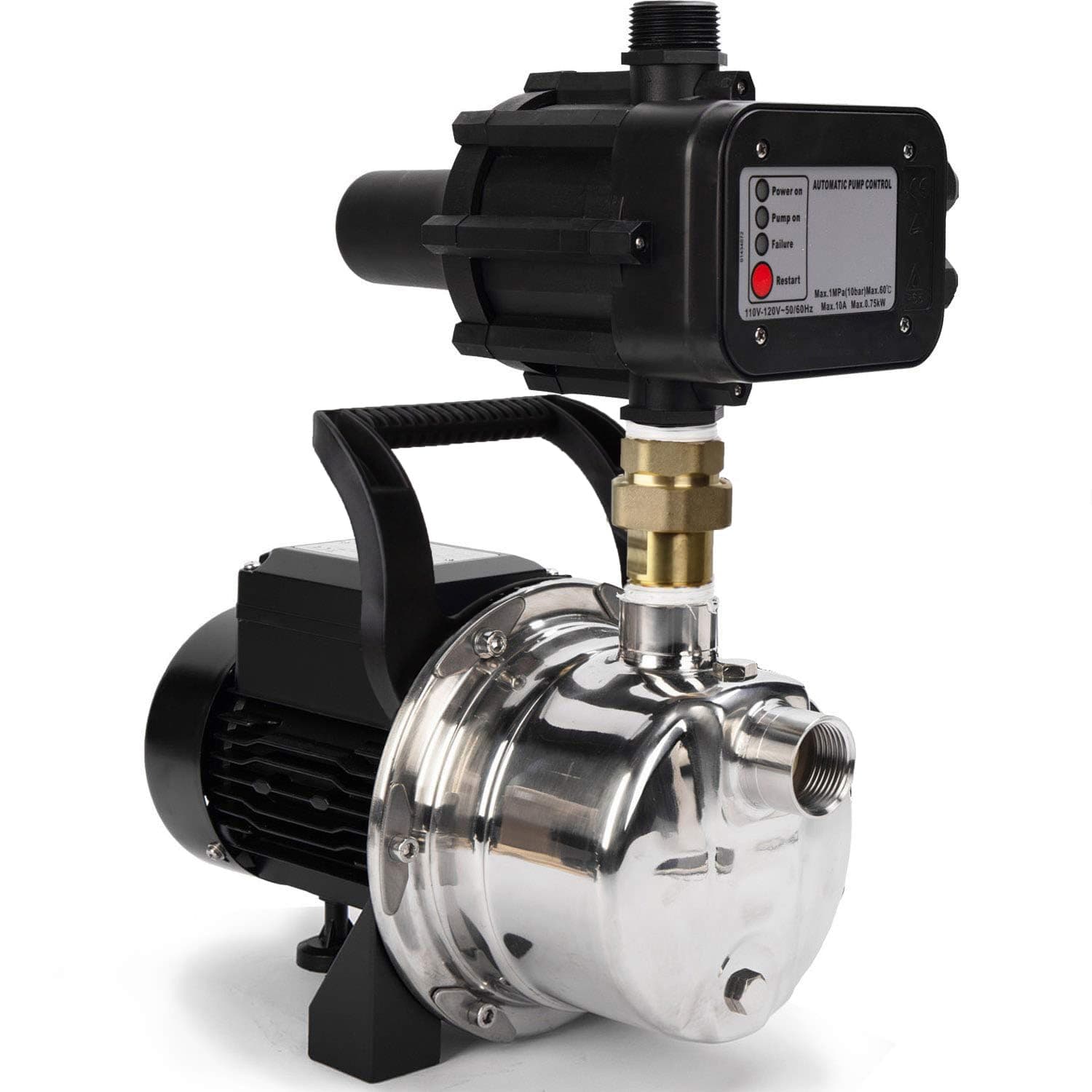 BACOENG Auto ON/OFF Stainless Steel Water Pressure Booster Pump w/Smart Controller for Tankless Water Supply Pressurization