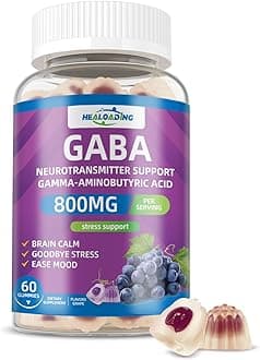 GABA Gummies Supplement for Nighttime Relaxation: Calm Support with L-Theanine, 5-HTP, Vitamin D3, B12 & Ashwagandha - Stress Relief, Brain Support & Mood Balance 60 Gummies 30 Day Supply